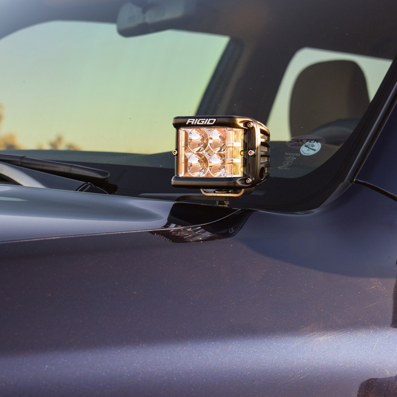 Rigid D-SS Flood A-Pillar Light Kit, D-SS pod on the A-pillar of a Toyota 4Runner