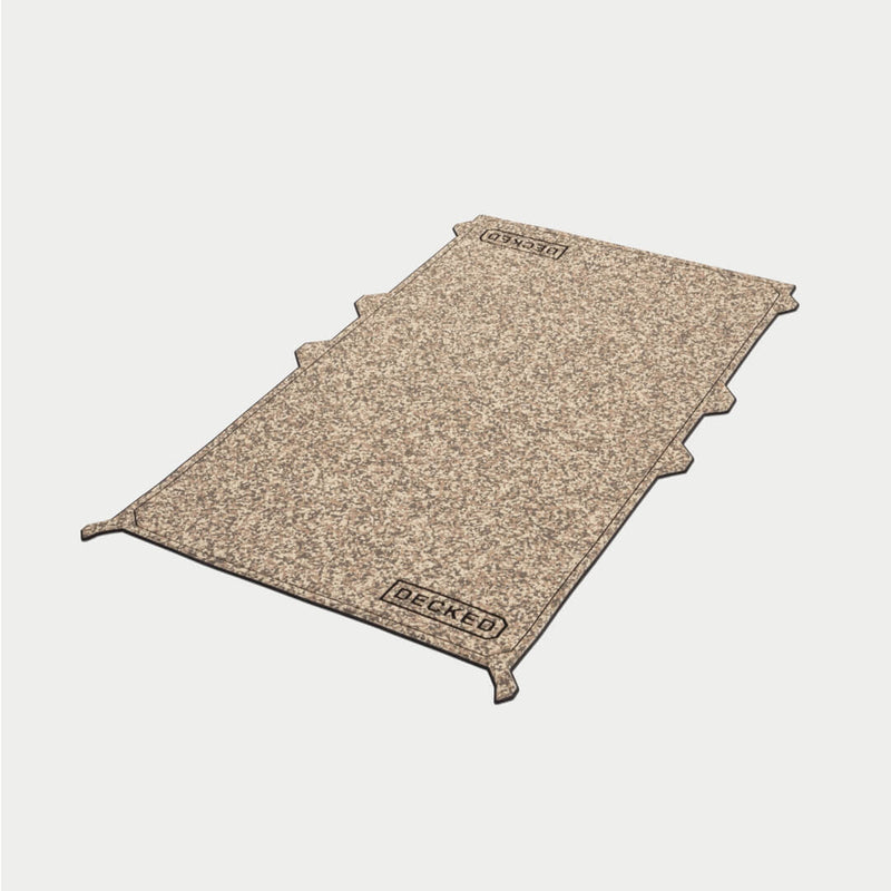 Angled studio view of the tan camo DECKED Traction Mat for midsize long drawer systems