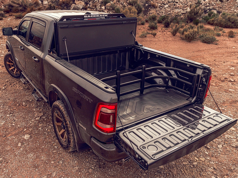 Extang Endure ALX Hard Folding Tonneau Cover for 2019-2026 Ram 1500 (5'7" Bed, with RamBox and Silver Cargo Rails), in use