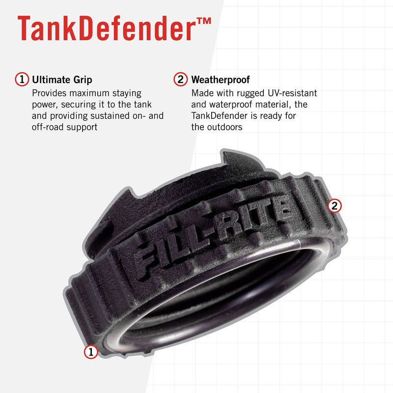 Fill-Rite TankDefender pump support, grip and weatherproof feature graphic