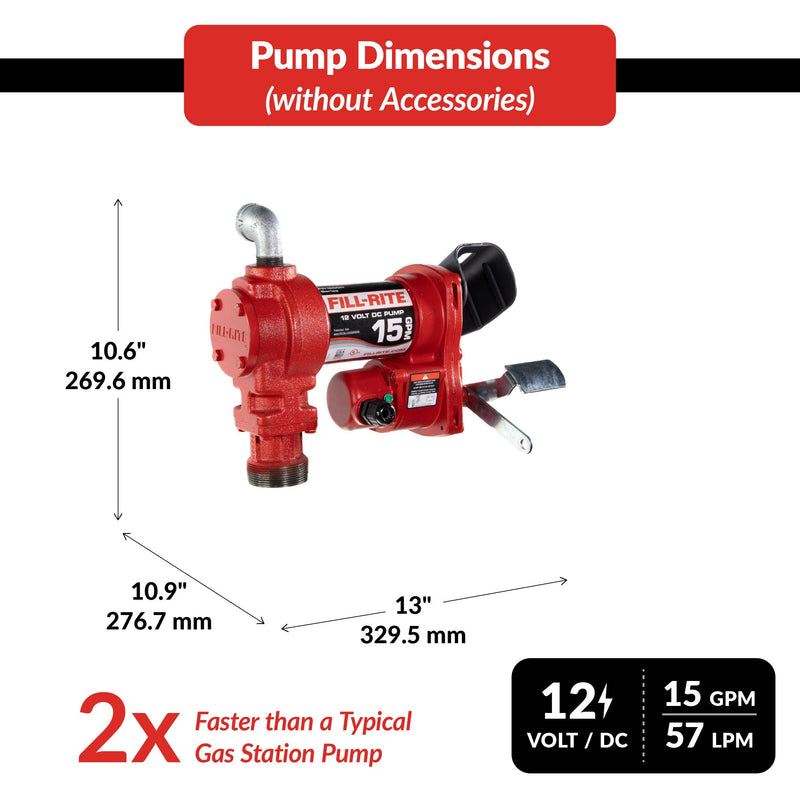 Fill-Rite FR1211HEL 57 LPM, 12V DC Pump, 3/4 in X 3.6 M Hose, 3/4 in Manual Nozzle, 1.5 Meter Ground Wire image 4