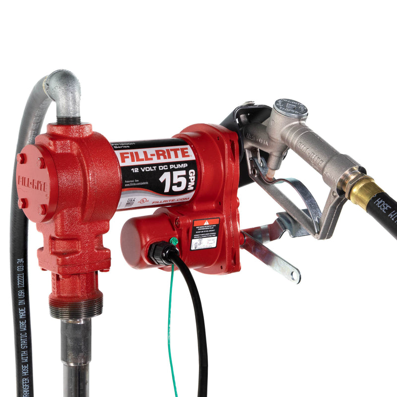 Fill-Rite FR1210H 12V DC 15 GPM fuel transfer pump, left side view