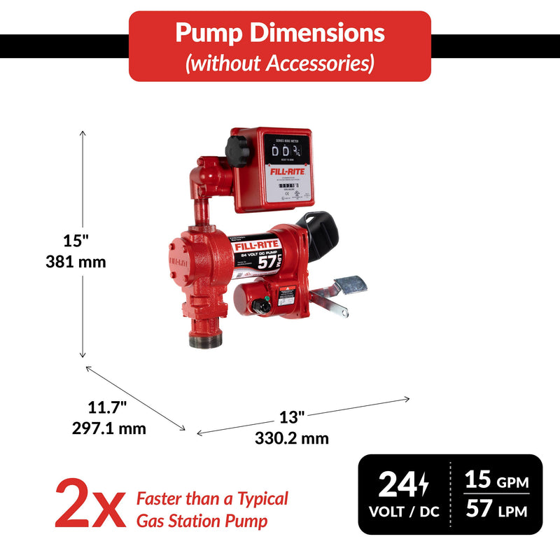 Fill-Rite FR2411H 24V DC 15 GPM Fuel Transfer Pump with Meter & Nozzle image 4