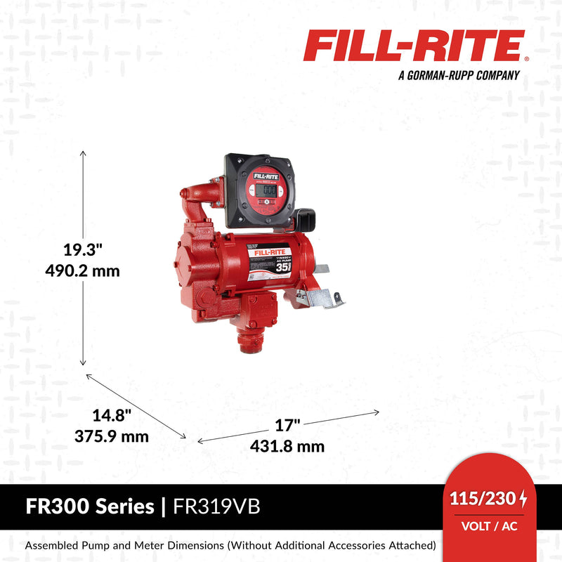 Fill-Rite FR319VB 115/230V AC 35 GPM Fuel Transfer Pump with Meter & Nozzle image 4