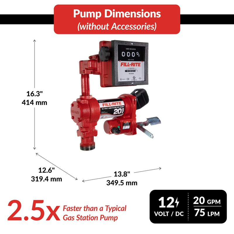 Fill-Rite FR4211H 12V DC 20 GPM Fuel Transfer Pump with Meter & Nozzle image 4