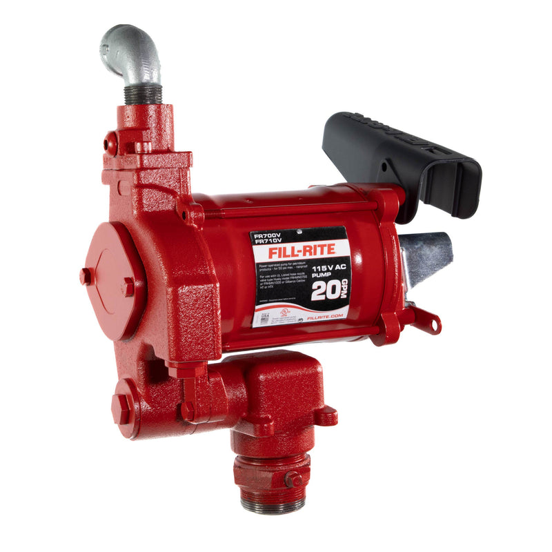 Fill-Rite FR710VN 115V AC high-flow fuel transfer pump, side view