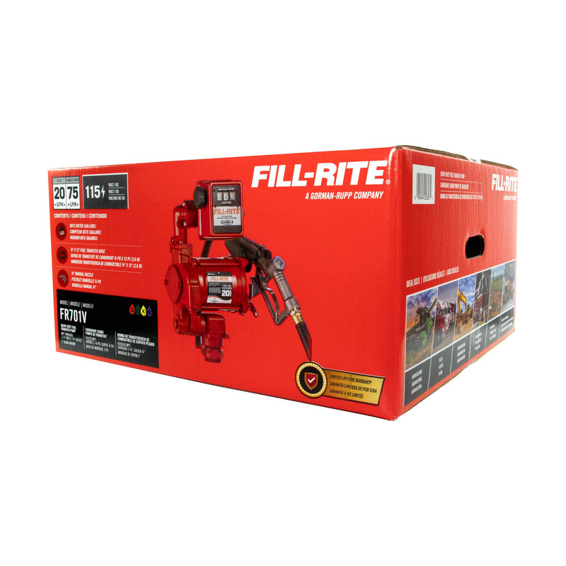 Fill-Rite FR701V 115V AC 20 GPM Fuel Transfer Pump with Meter & Nozzle image 6