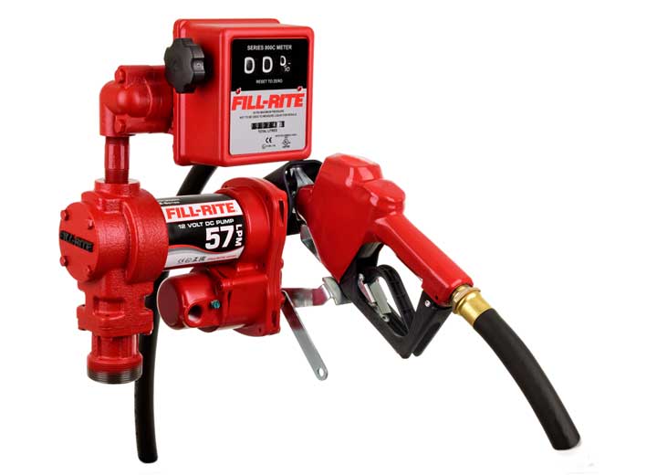 Fill-Rite FR1211HELA 57 LPM, 12V DC Pump, 3/4 in X 3.6 M Hose, 3/4 in Automatic Nozzle (Unleaded Spout & Red image 1