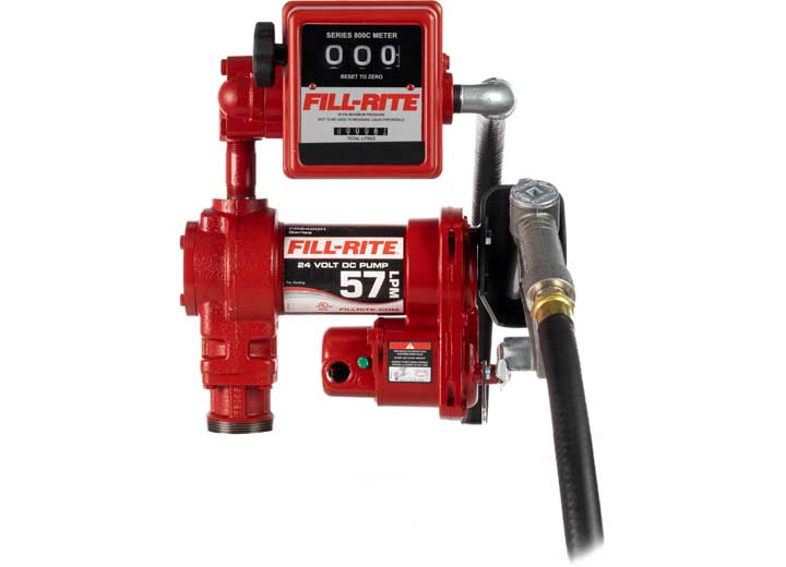 Fill-Rite FR2411HL 15 GPM, 24V DC Pump, 3/4 in X 12 ft Hose, 3/4 in Manual Nozzle, 5 ft Ground Wire image 1