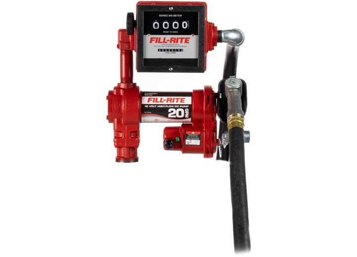 Fill-Rite FR4211HL 76 LPM, 12V DC High Flow Pump, 1 in X 12 ft Hose, 1 in Manual Nozzle, 5 ft Ground Wire image 1