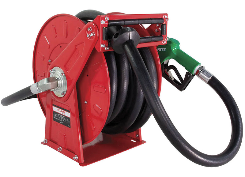 Fill-Rite FRHR10035 1 in X 35 ft Retractable Fuel Hose Reel W/ Auto Nozzle For Gasoline, Diesel, Kerosene image 1