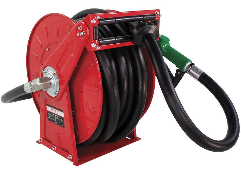 Fill-Rite FRHR10050 1 in X 50 ft Retractable Fuel Hose Reel W/ Auto Nozzle For Gasoline, Diesel, Kerosene image 1