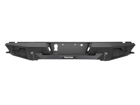 Go Rhino BR20.5: textured black rear bumper with center hitch opening and license plate recess, front view (representative image of the series; the kit for this listing is made for the vehicles shown in the fitment table)