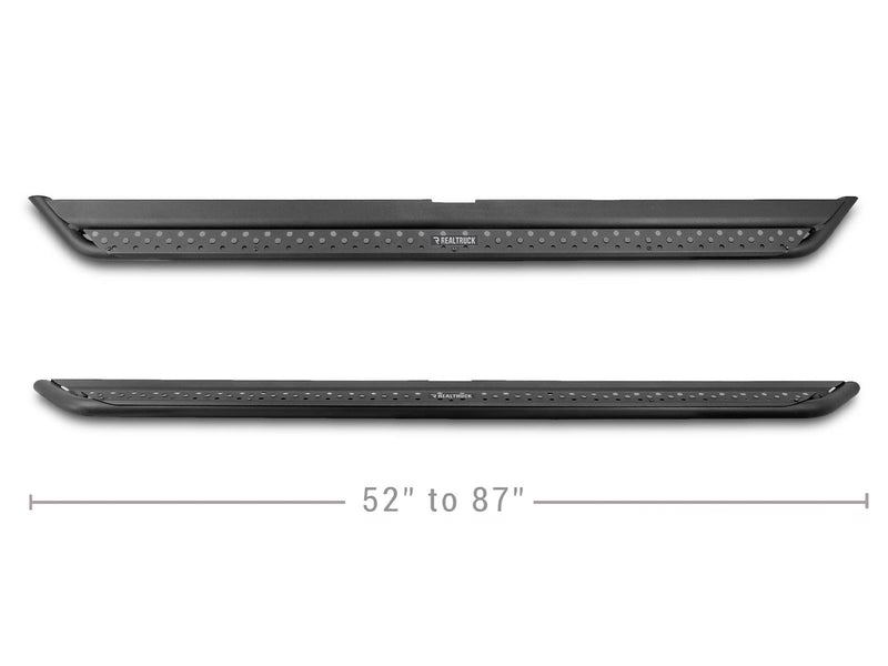 Go Rhino Dominator DSS: side profile of two black slider boards above a length dimension line