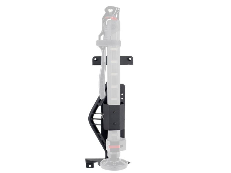 Go Rhino El Gato: black jack mount bracket and holder with a faded jack outline showing where the jack sits (shown with Hi-Lift style farm jack, not included)