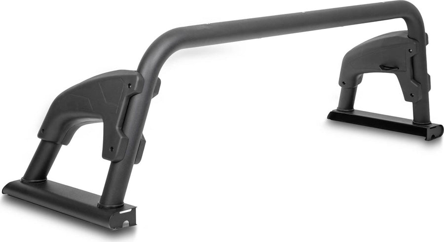 Go Rhino Sport Bar 4.0: Black sport bar with sculpted side mounts on a white background