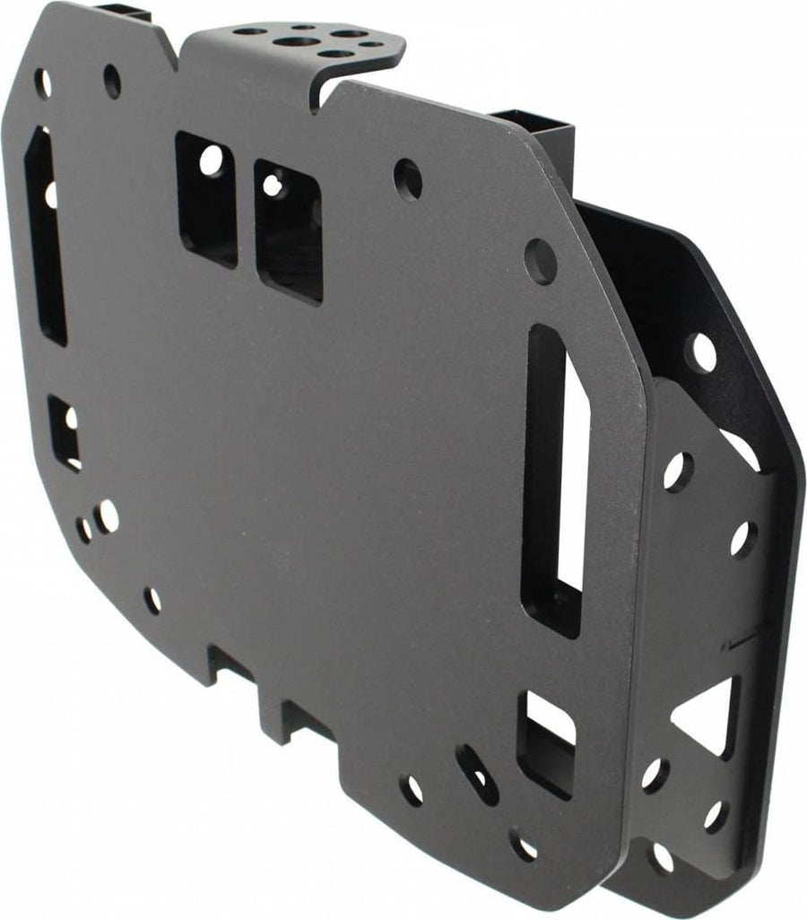 Go Rhino Rockline Spare Tire Relocation Kit: Black steel spare tire relocation mounting plate on a white background