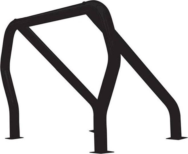 Go Rhino Bed Bars: Black single-hoop sport bar with angled rear braces on a white background