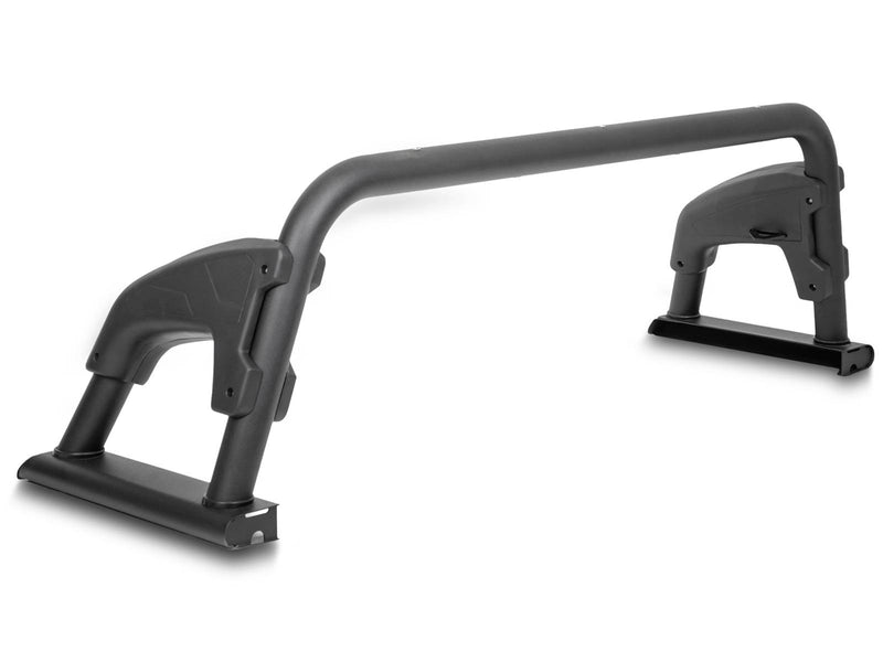 Go Rhino Sport Bar 4.0: black sport bar with sculpted side mounts on a white background