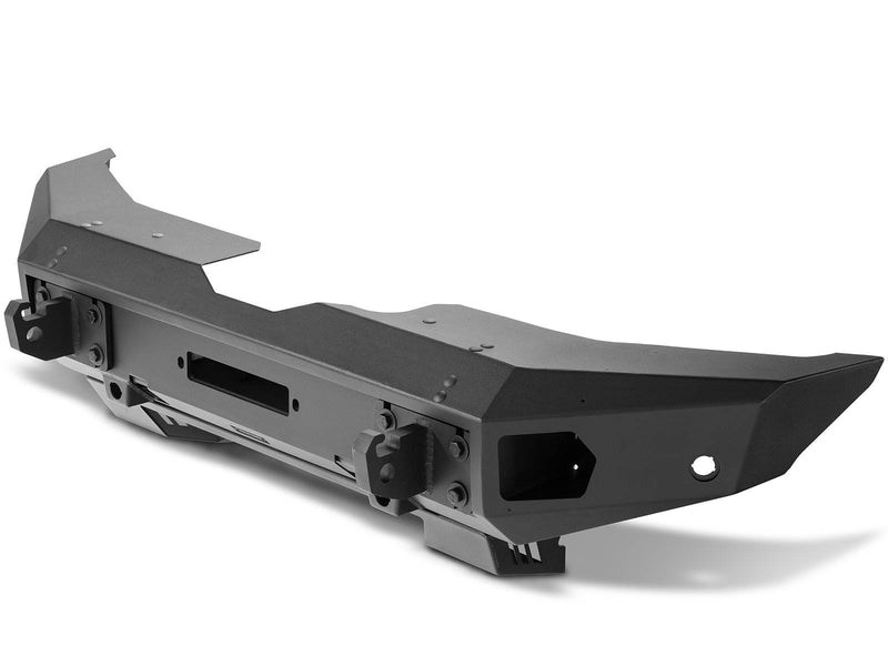Go Rhino Trailline: full-width steel front bumper with winch opening and shackle mounts, three-quarter studio view