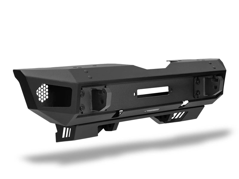 Go Rhino Trailline: stubby front bumper with winch opening and honeycomb cutouts, studio view
