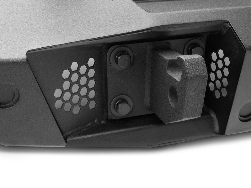 Go Rhino Trailline: close-up of a rear bumper recovery point with honeycomb vent cutouts