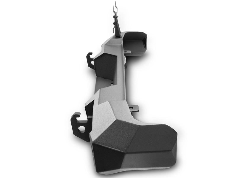 Go Rhino Trailline: end-on studio view of a rear bumper showing its corner and mounting tabs
