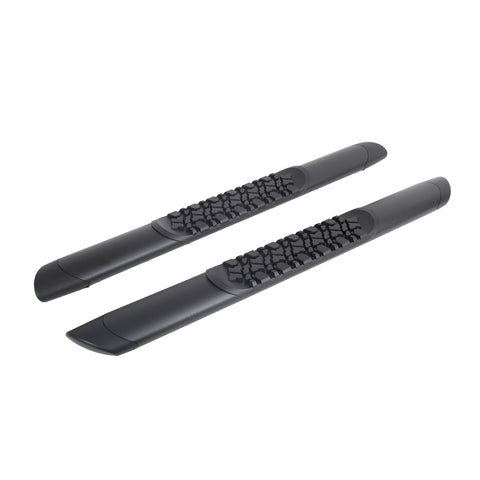 Go Rhino V-Series V3: pair of short black side steps with tread pads on white