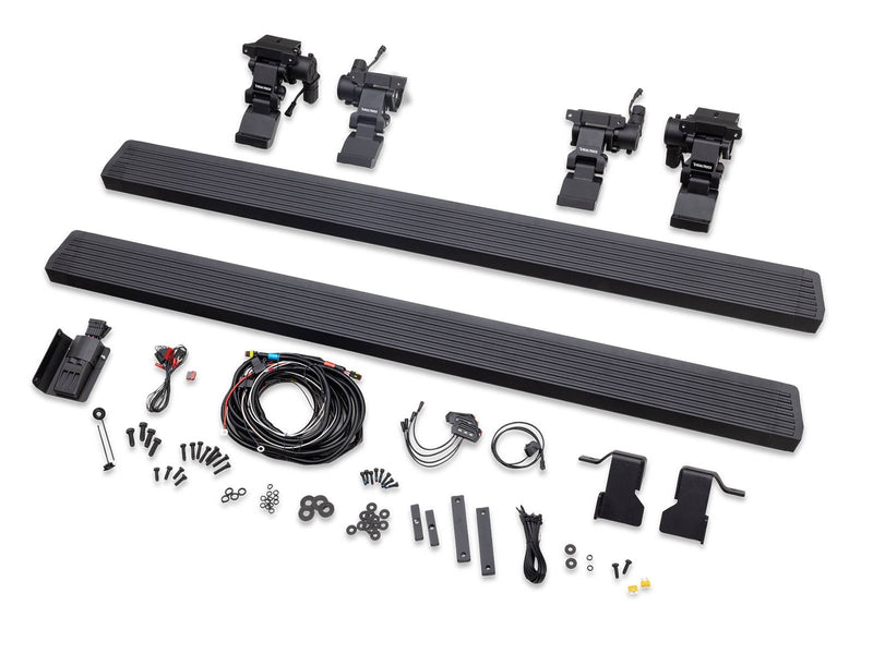 Go Rhino VoltStep: complete power running board kit with two boards, four motorized brackets, wiring and hardware on a white background