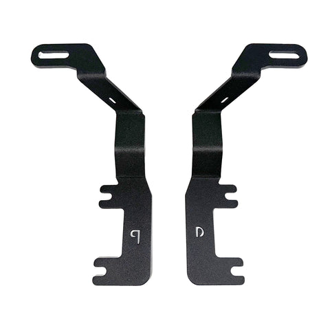 Go Rhino XE: pair of black light mount brackets on white, mirror-image left and right