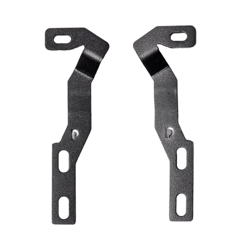 Go Rhino XE: pair of black slotted light mount brackets on white, mirror-image left and right