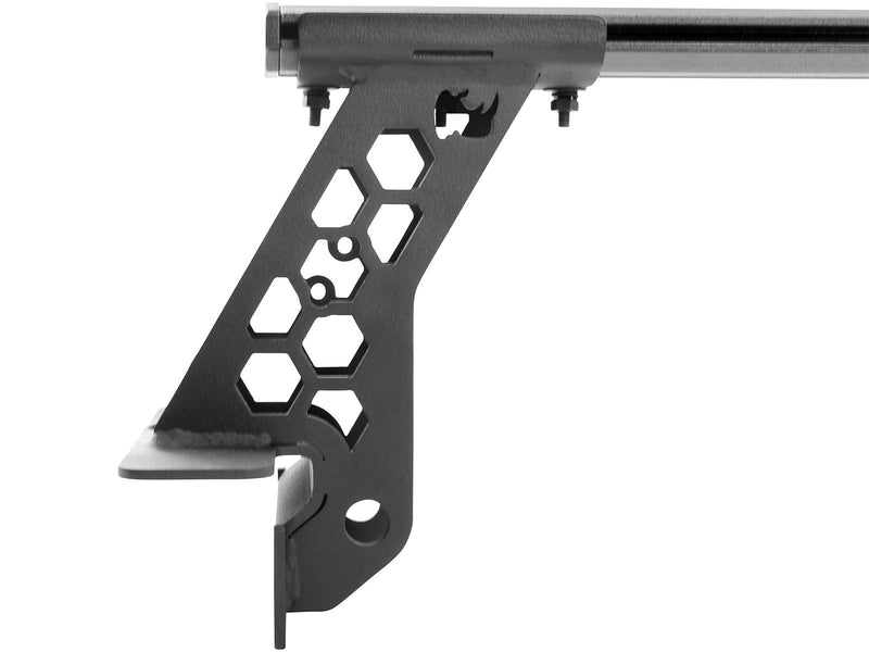 Go Rhino XRS: close-up of a hex-cut cross bar tower and bar end