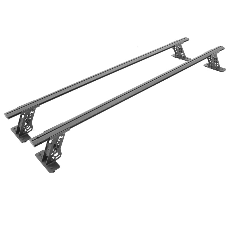 Go Rhino XRS: pair of black cross bars with low adjustable towers on white