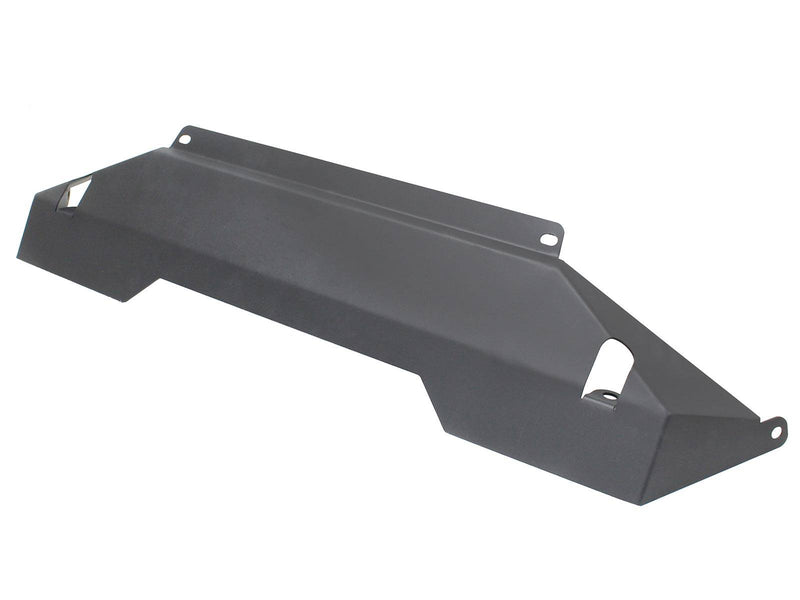 Textured black lower skid plate with mounting tabs, angled studio view on white