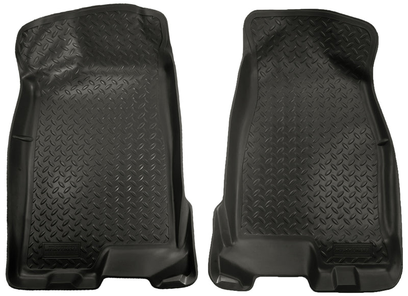 Husky Liners Classic Style: pair of black Classic Style front floor liners with tall molded sidewalls on a white background