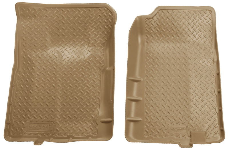 Husky Liners Classic Style: pair of tan Classic Style front floor liners on a white background