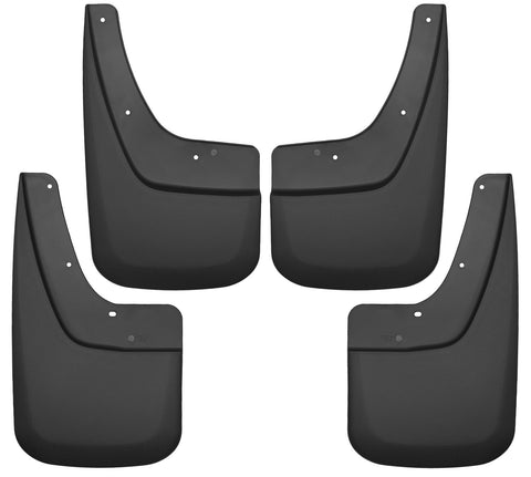 Husky Liners Custom Molded: four black custom-molded mud guards (front and rear pairs) on a white background