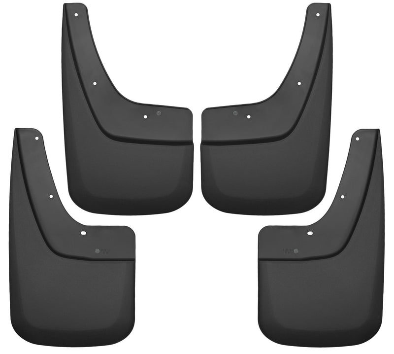 Husky Liners Custom Molded: four black custom-molded mud guards (front and rear pairs) on a white background