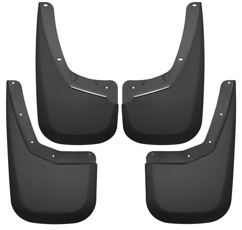 Husky Liners Custom Molded: four black custom-molded mud guards (front and rear pairs) on a white background