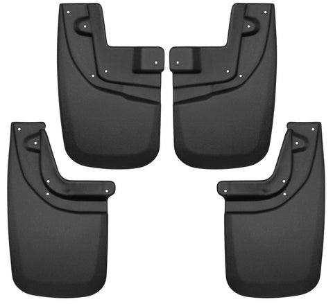 Husky Liners Custom Molded: four black custom-molded mud guards (front and rear pairs) on a white background