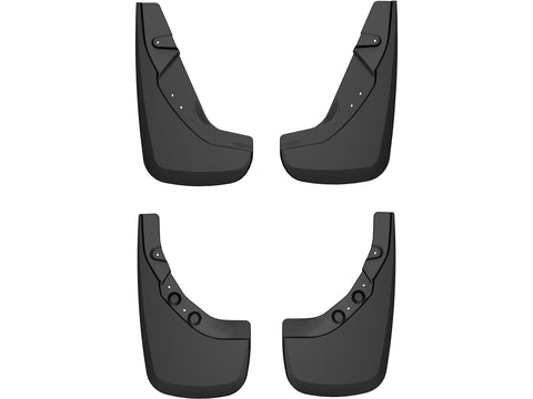 Husky Liners Custom Molded: four black custom-molded mud guards (front and rear pairs) on a white background