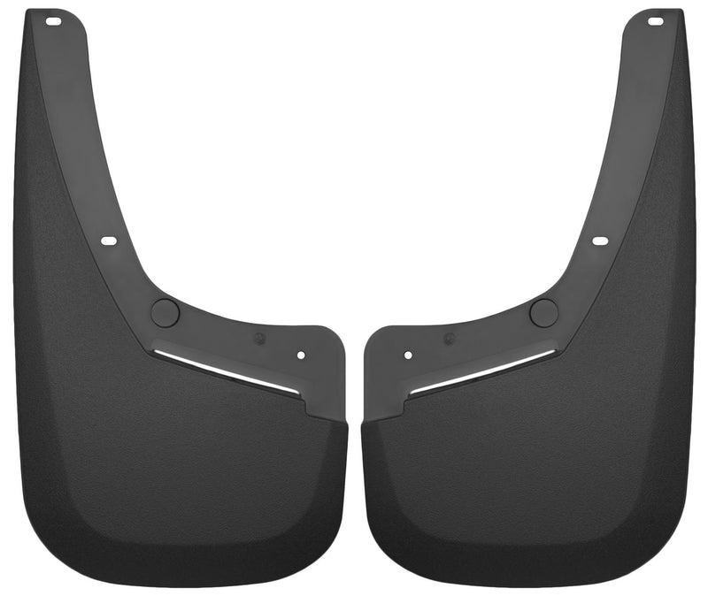 Husky Liners Custom Molded: pair of black custom-molded mud guards on a white background
