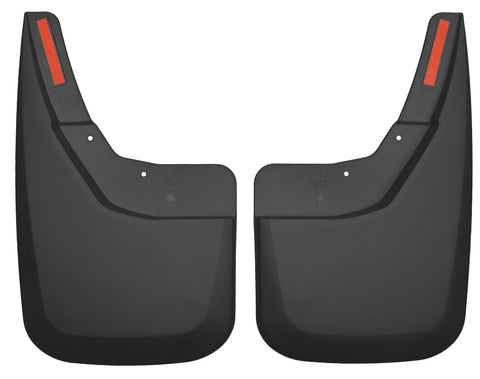 Husky Liners Custom Molded: pair of black custom-molded mud guards on a white background