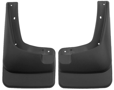 Husky Liners Custom Molded: pair of black custom-molded mud guards on a white background