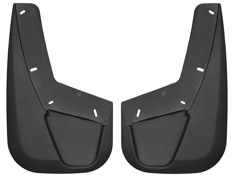 Husky Liners Custom Molded: pair of black custom-molded mud guards on a white background