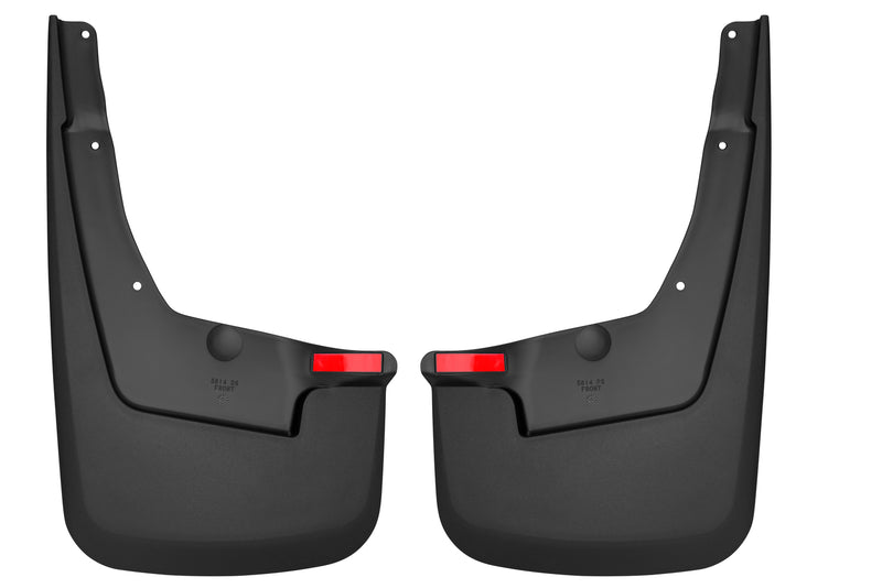 Husky Liners Custom Molded: pair of black custom-molded mud guards on a white background