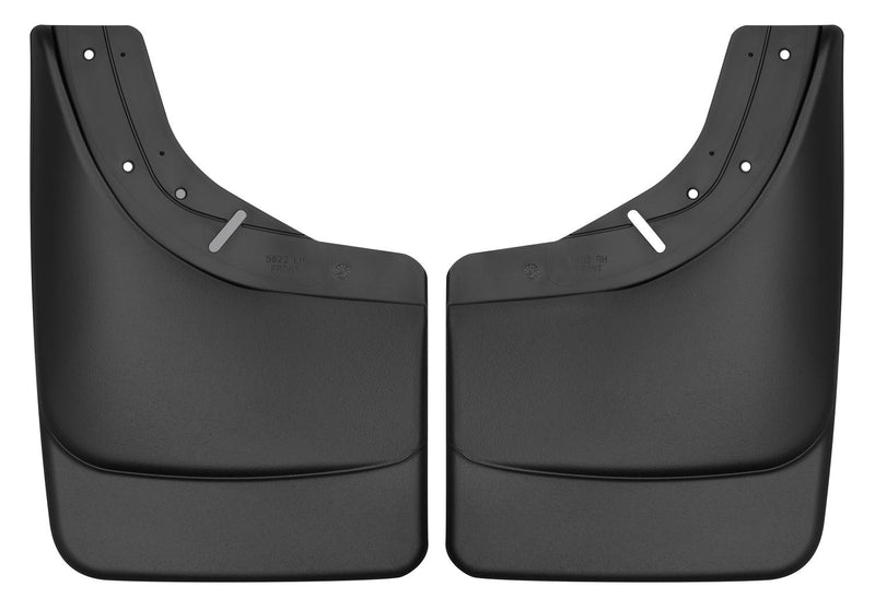 Husky Liners Custom Molded: pair of black custom-molded mud guards on a white background