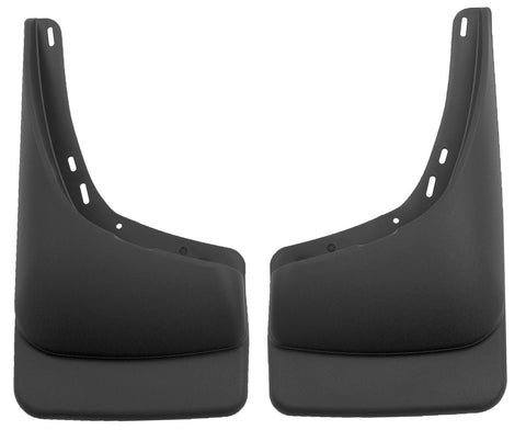 Husky Liners Custom Molded: pair of black custom-molded mud guards on a white background