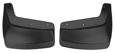 Husky Liners Custom Molded: pair of black custom-molded mud guards on a white background