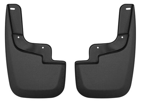 Husky Liners Custom Molded: pair of black custom-molded mud guards on a white background